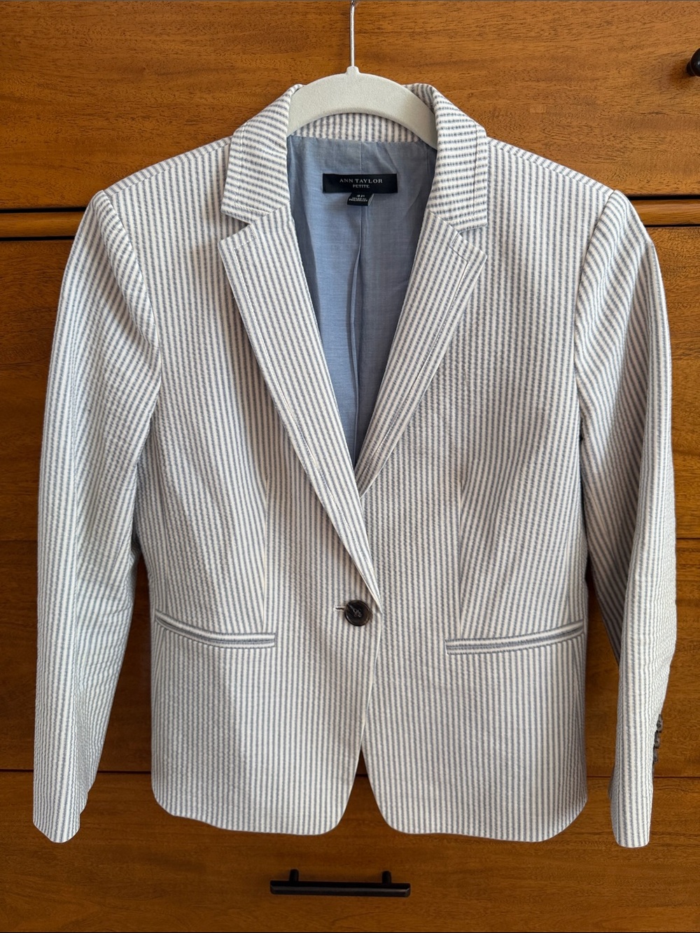 Ann Taylor Women's Cream & Light Gray Pinstripe Blazer